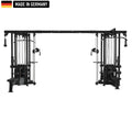 Front view of the Titanium Strength Elite Series Multi-Jungle 8 Station, showcasing its robust design, professional-grade construction, and multiple workout stations for effective and versatile strength training. Made in Germany