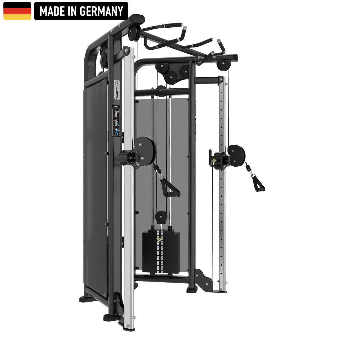 Multifunctional Fitness Cable Machine with Adjustable Pulleys and Pull-Up Bar – Made in Germany