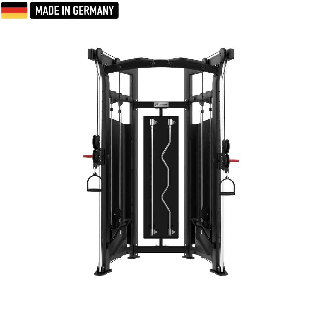 Multifunktionale Seilzugstation der Black Series von Titanium Strength, ausgestattet mit höhenverstellbaren Kabelzügen und robustem Design, ideal für professionelles und semiprofessionelles Training in Fitnessstudios und Physiotherapiezentren.