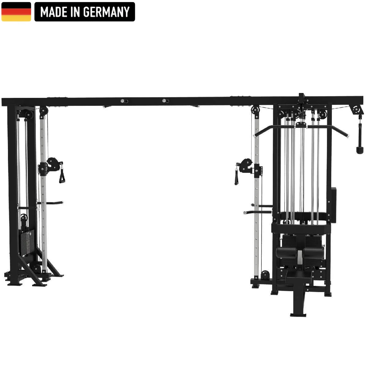 Multifunktionsgerät – 5 Stationen von Titanium Strength, ein professionelles Fitnessgerät für Gruppentrainings mit robustem Design, Klimmzugstangen und mehreren Kraftstationen, Made in Germany.