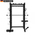 Multifunctional Smith Machine B500 PRO with Dual Pulley and Rack from Titanium Strength, featuring a robust black design, made in Germany. Ideal for professional strength training and versatile workout options