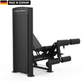 A sleek, black Titanium Strength gym machine with padded leg supports and adjustable features, labeled 