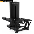 A sleek, black Titanium Strength gym machine with padded leg supports and adjustable features, labeled 