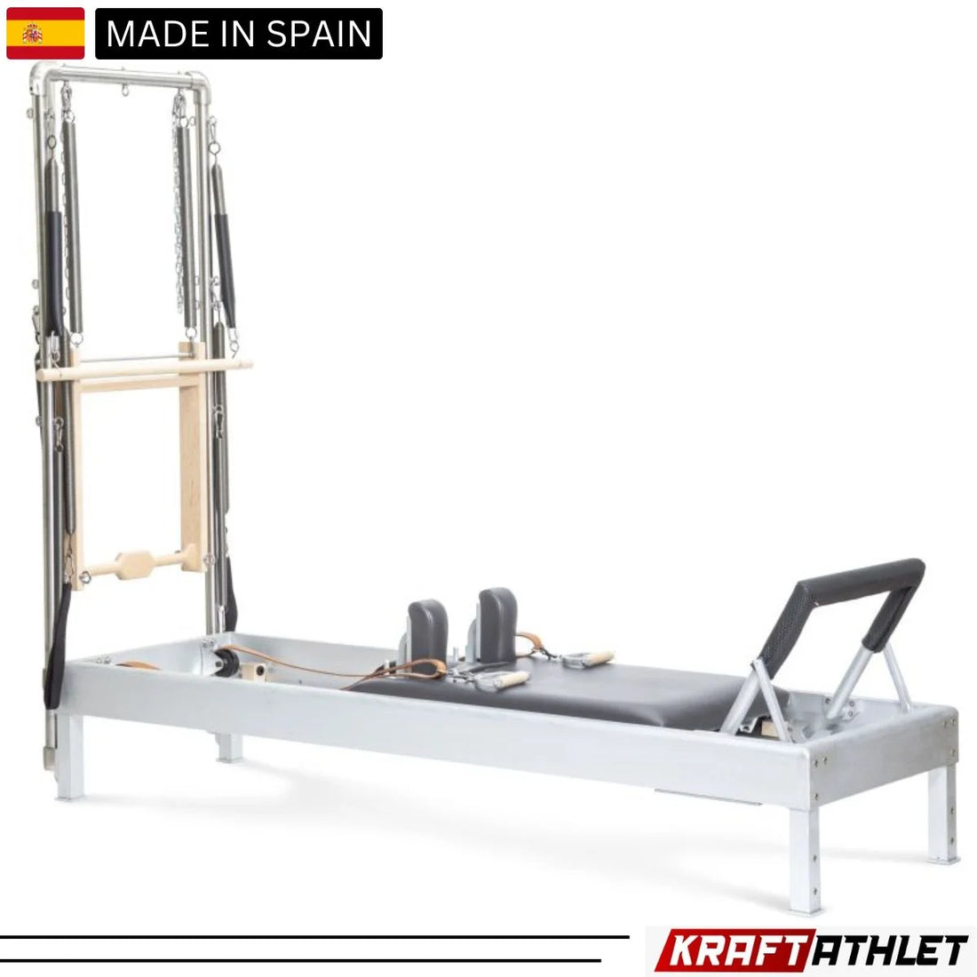 Elina Pilates Classic Aluminum Reformer 86" with Tower – high-quality Pilates equipment made of anodized aluminum with an integrated tower and extensive accessories.
