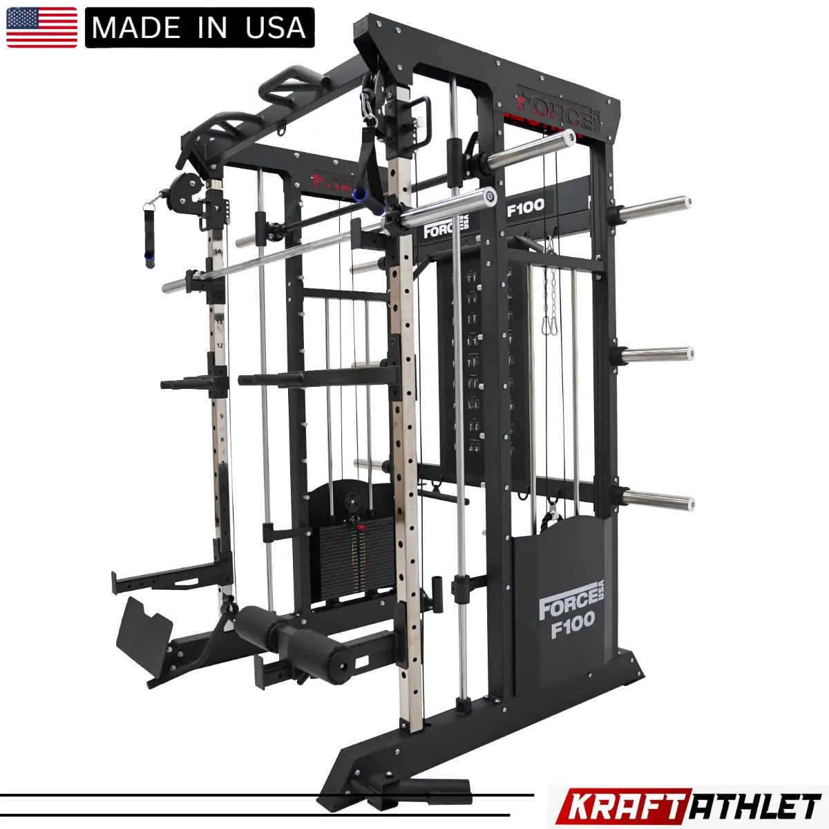 Force USA F100 V2 Functional Trainer showcasing dual weight stacks and versatile attachments