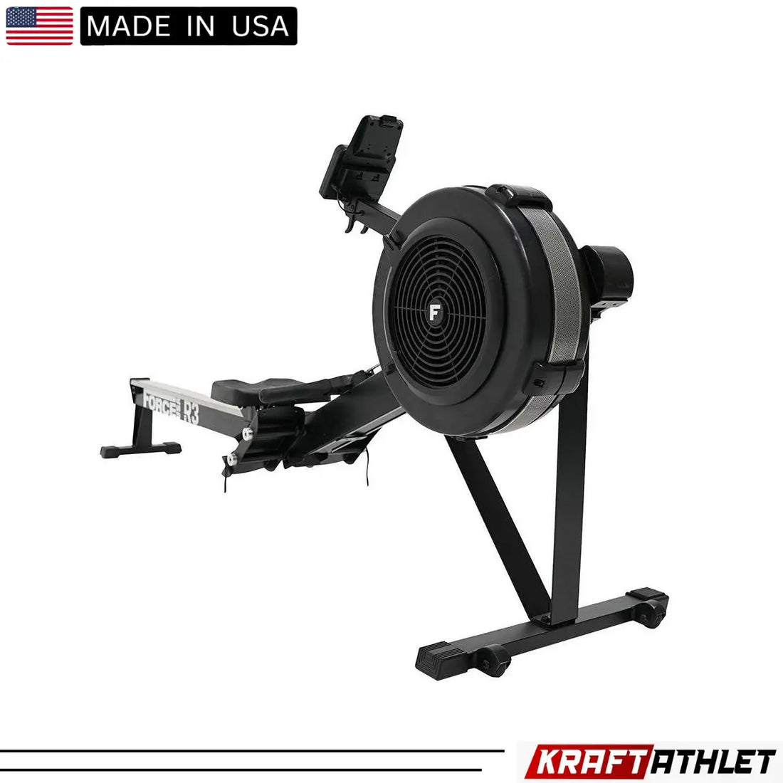 Force USA R3 Commercial Air Rower with ergonomic handles and performance monitor.​
