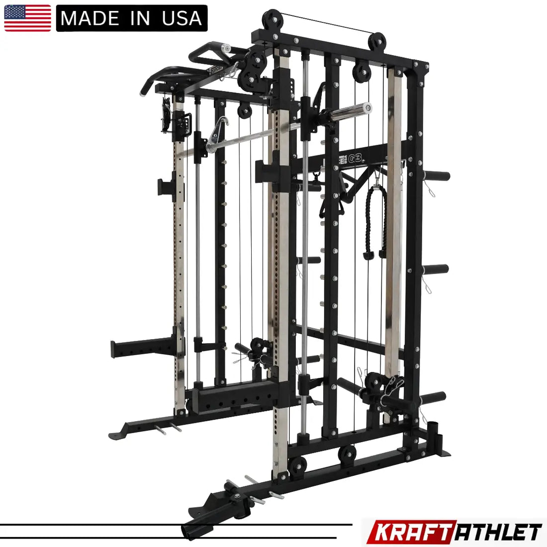 Force USA G3 V2 All-In-One Trainer featuring power rack, Smith machine, and cable system.