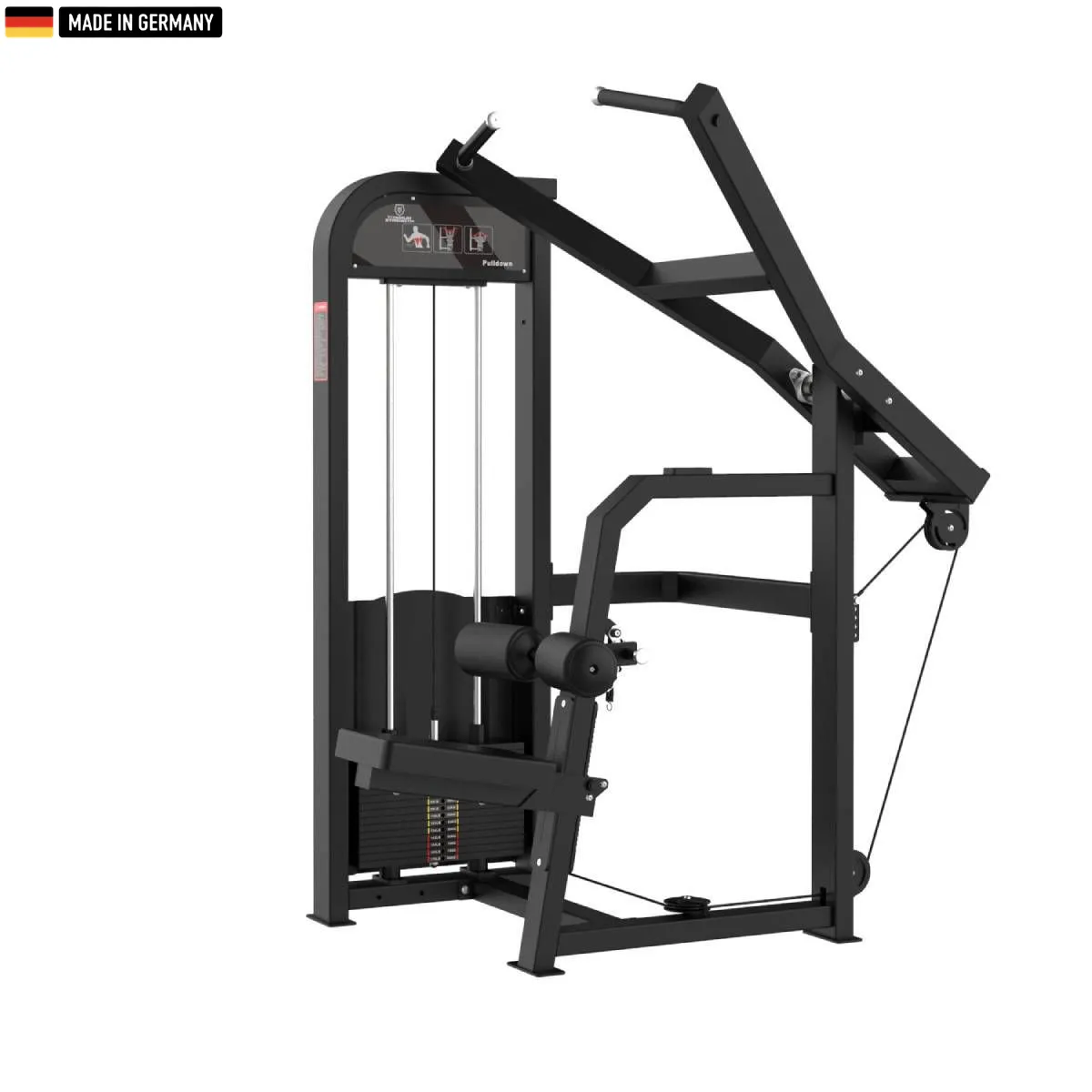 Elite Series Titanium Strength Selectorized Lat Pulldown Machine in a modern gym setting