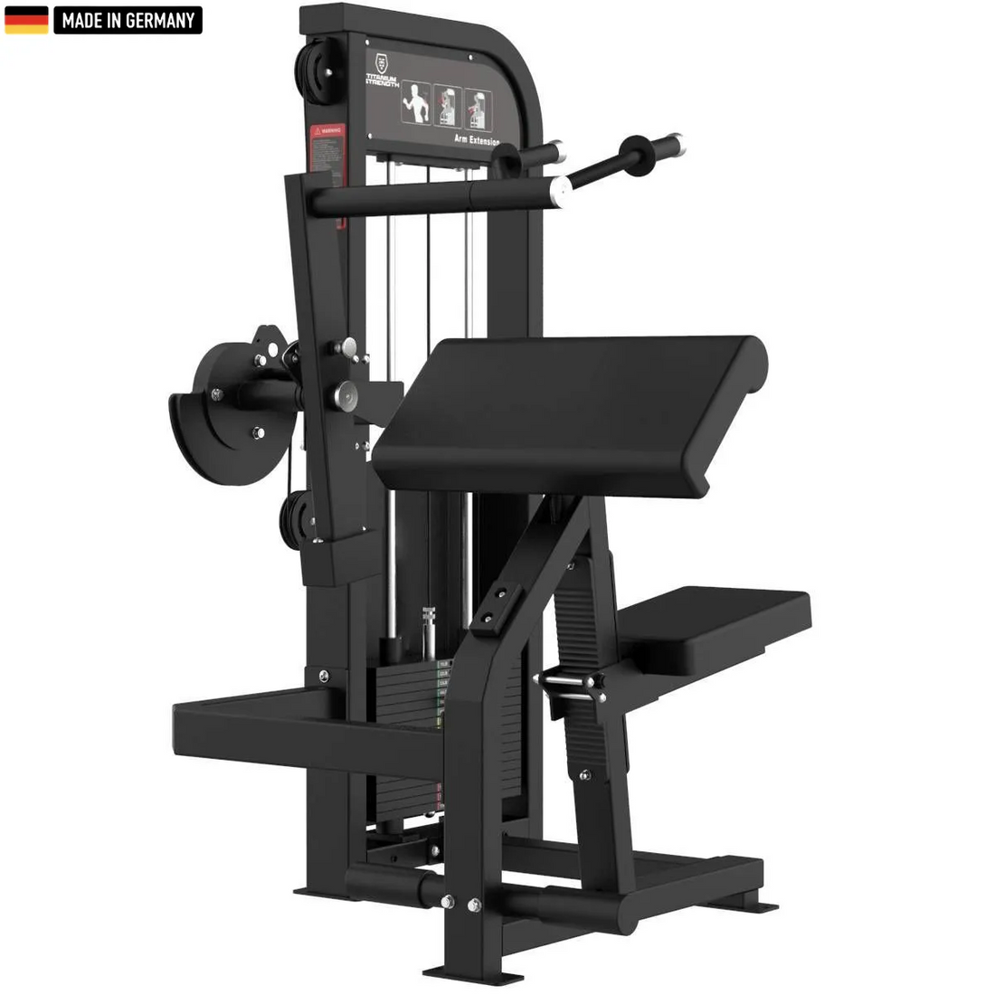 "Titanium Strength Selectorized Triceps Extension Machine EL-S20 for targeted arm training."

