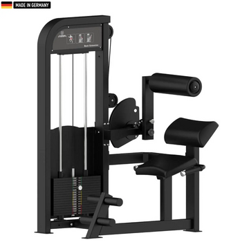 Elite Series Titanium Strength Selectorized Back Extension Machine in a modern gym setting