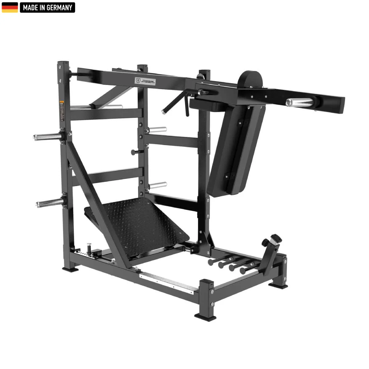 Titanium Strength Black Series Pendulum Hack Squat – Premium gym machine for intense leg training and muscle development.

