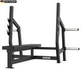 "Heavy-duty Olympic Flat Bench for strength training and weightlifting."

