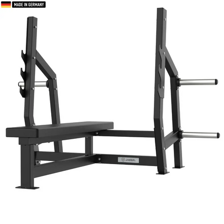 "Heavy-duty Olympic Flat Bench for strength training and weightlifting."

