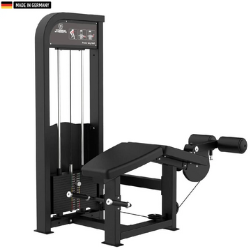 "Titanium Strength Selectorized Lying Leg Curl Machine for hamstring workouts."

