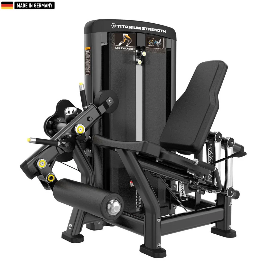 "Titanium Strength Genesis Series Selectorized Leg Extension – premium quadriceps training machine."

