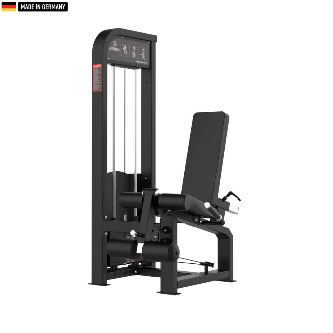 "Titanium Strength Selectorized Leg Extension Machine for quadriceps workouts."

