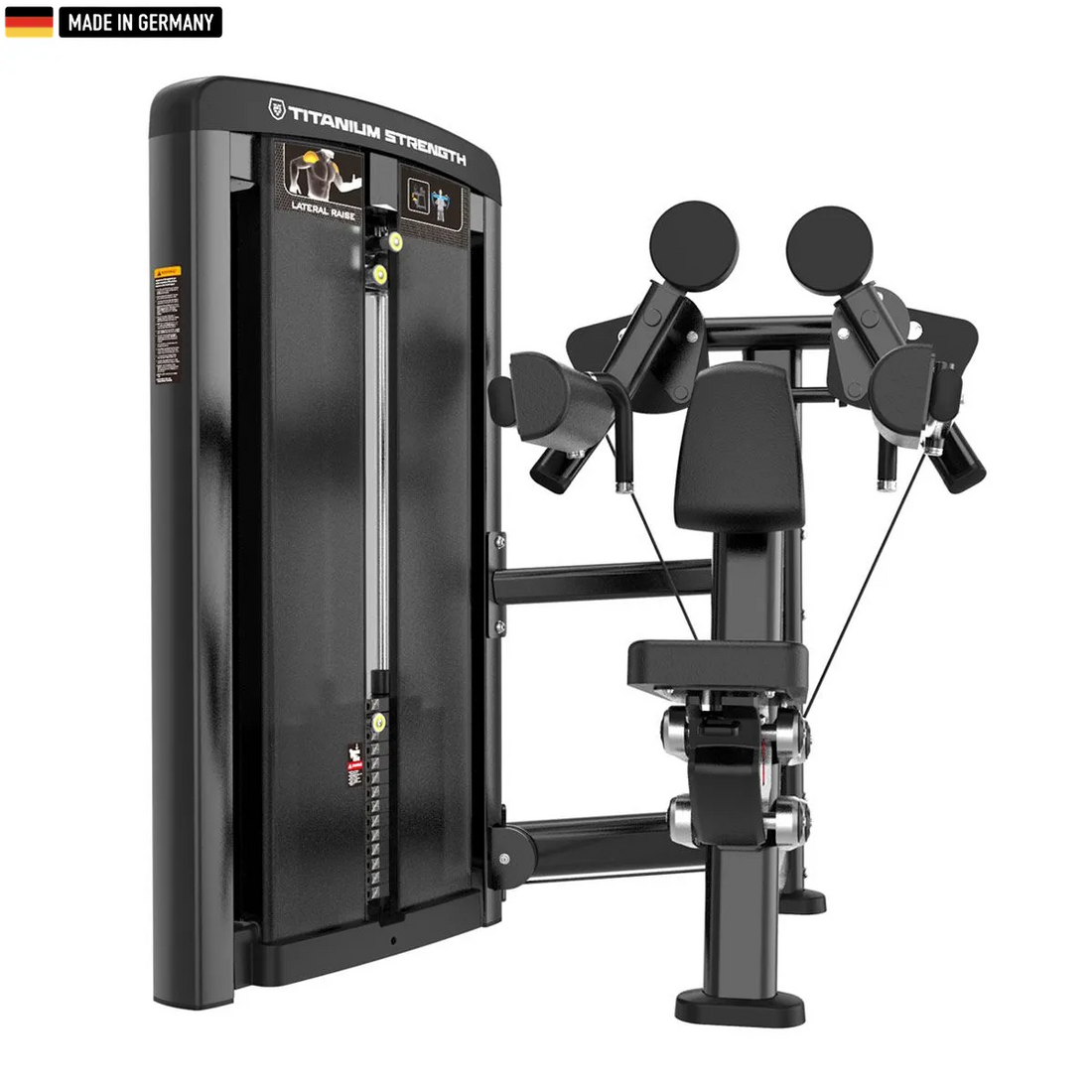 "Genesis Series Selectorized Lateral Raise Machine for targeted shoulder muscle training."
