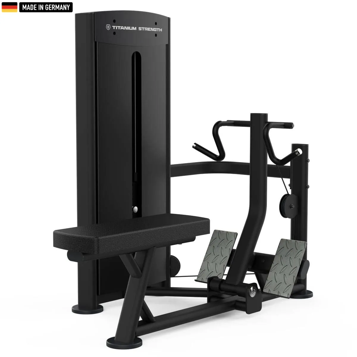 Elite Series Titanium Strength Black Series Seated Row Machine in a modern gym setting