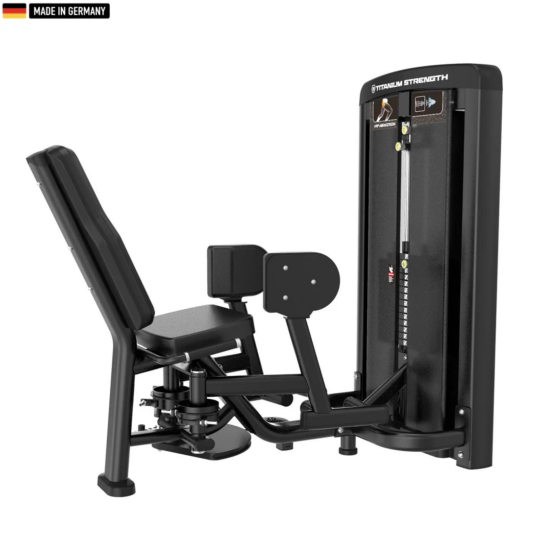 "Titanium Strength Genesis Series Selectorized Abductor Machine – premium gym equipment for outer thigh workouts."

