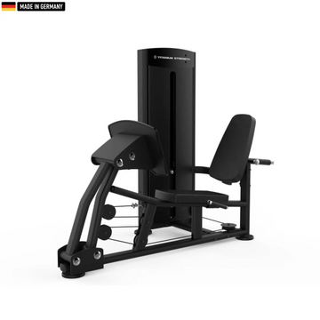 Titanium Strength Black Series Seated Leg Press and Calf Raise machine in a professional gym setting.