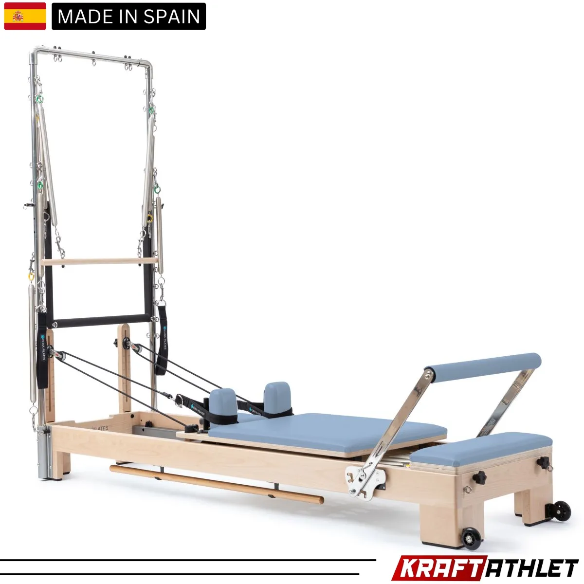 "Elina Pilates Wooden Lignum Reformer with Tower – High-quality Pilates equipment for professional and home use."

