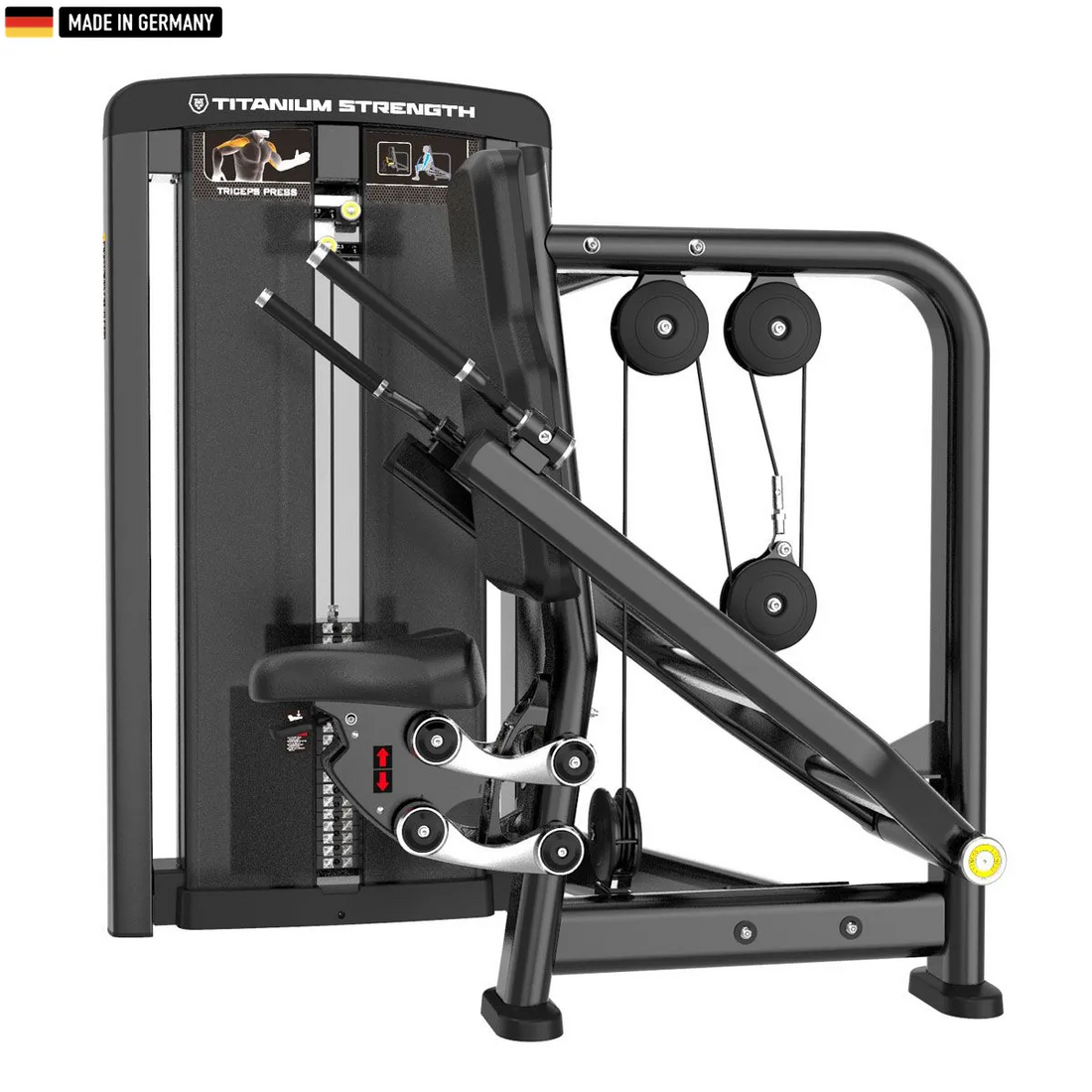 "Genesis Series Selectorized Triceps Dips Machine for targeted arm and upper body training."

