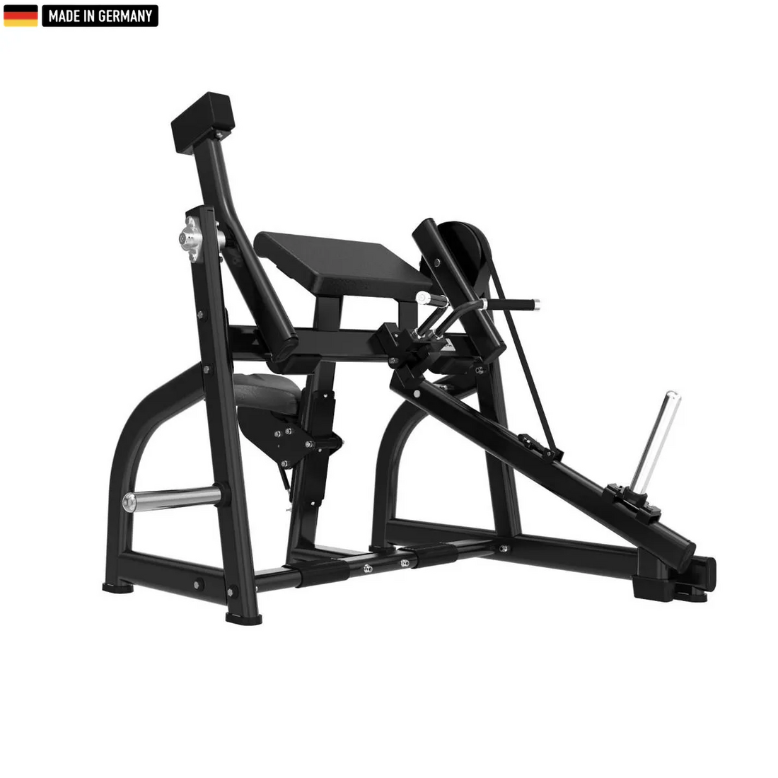 "Titanium Strength Plate-Loaded Bicep Curl Machine for targeted arm training."

