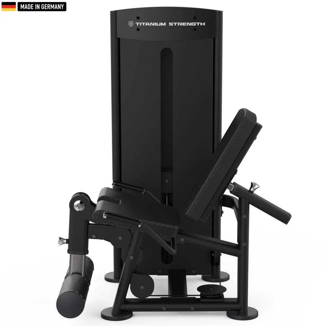 "Titanium Strength Selectorized Leg Extension Machine for targeted quadriceps training."

