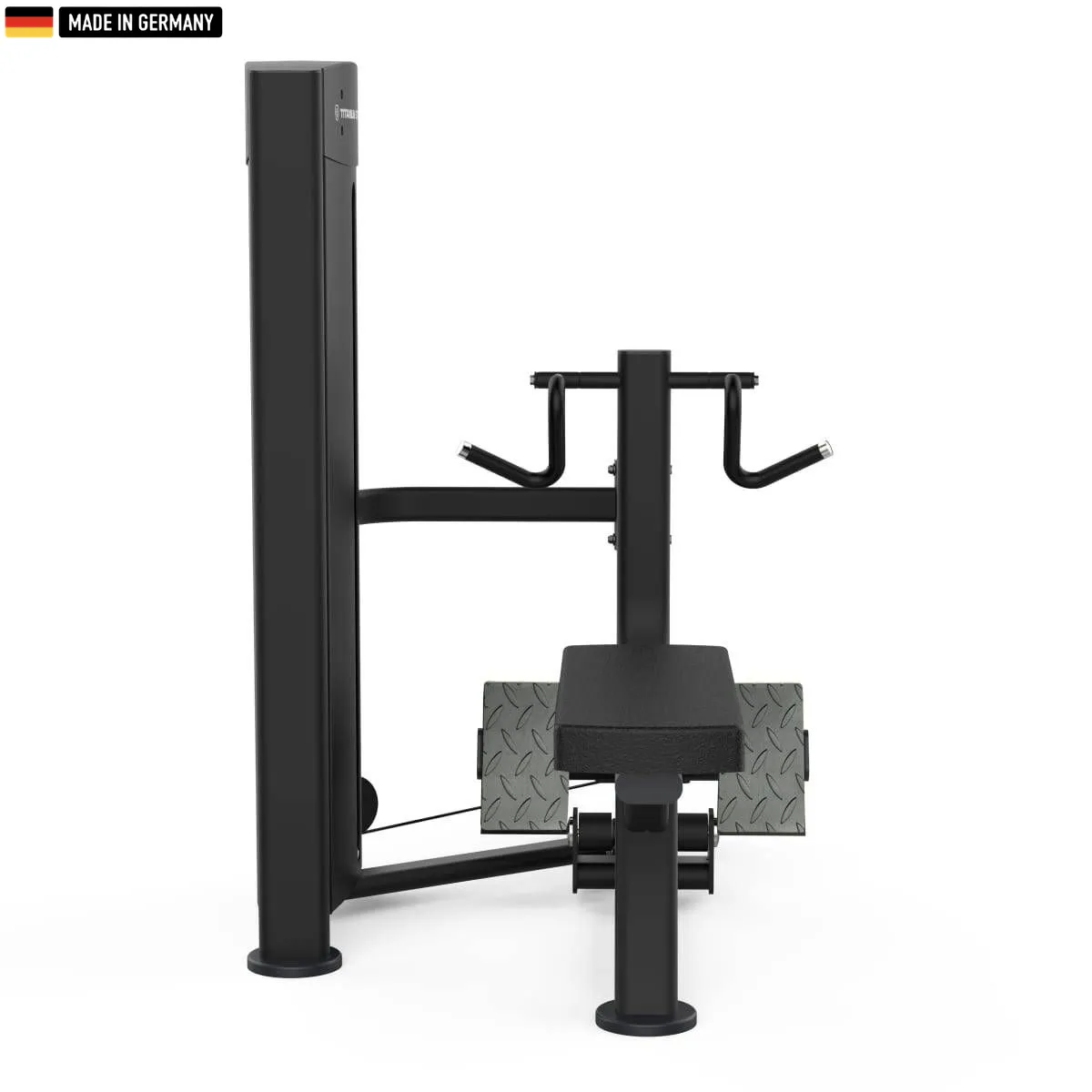 Elite Series Titanium Strength Black Series Seated Row Machine in a modern gym setting