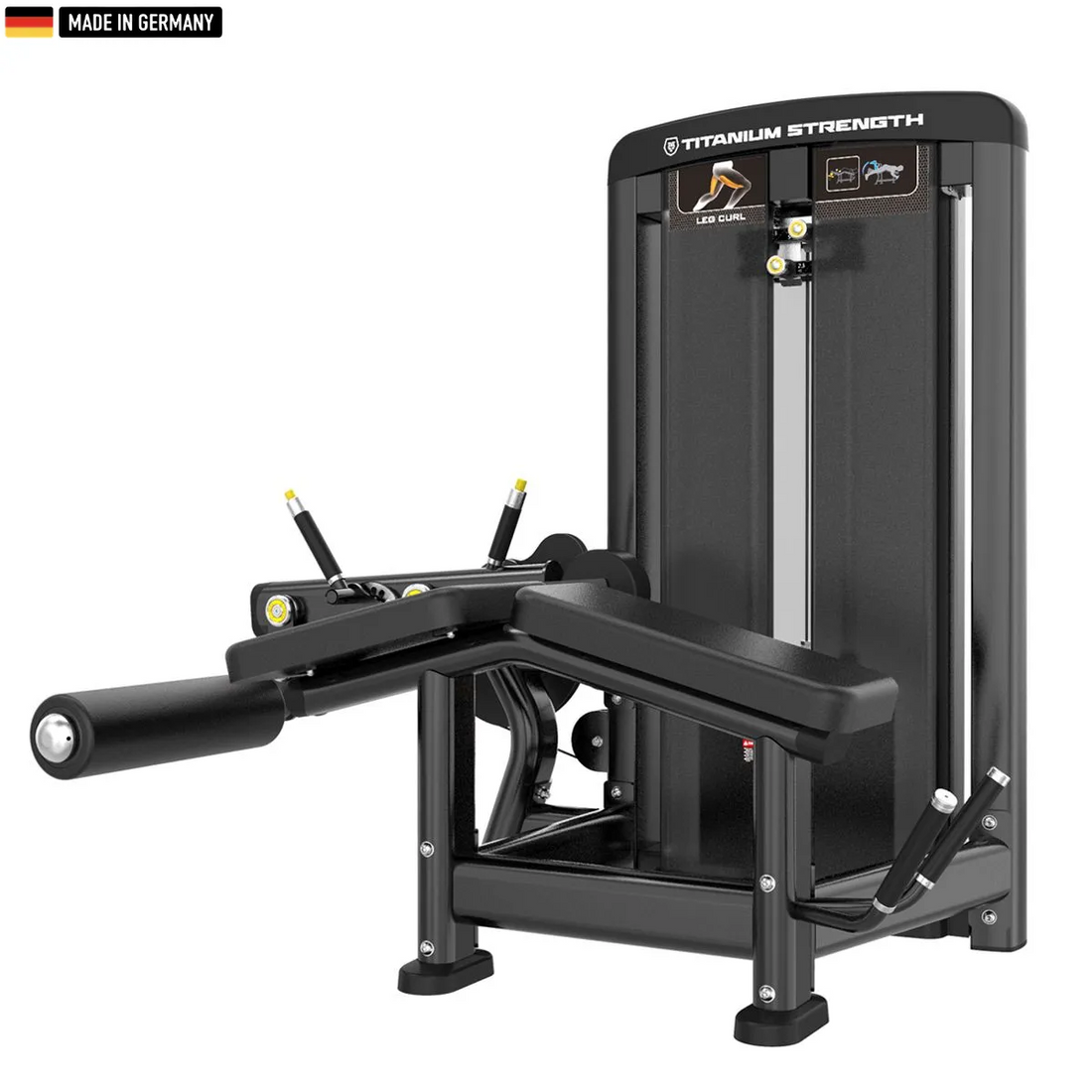 "Titanium Strength Genesis Series Selectorized Lying Leg Curl – premium fitness equipment for hamstring training."

