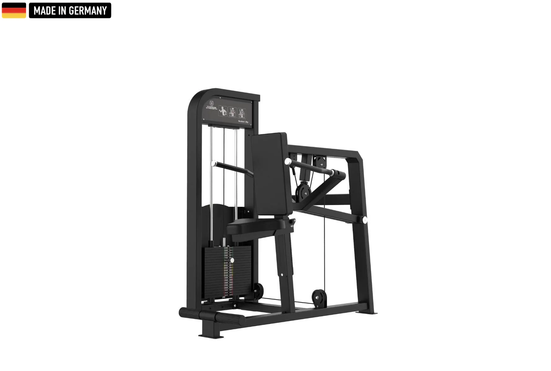 "Titanium Strength Selectorized Triceps Dips Machine for effective arm workouts."
