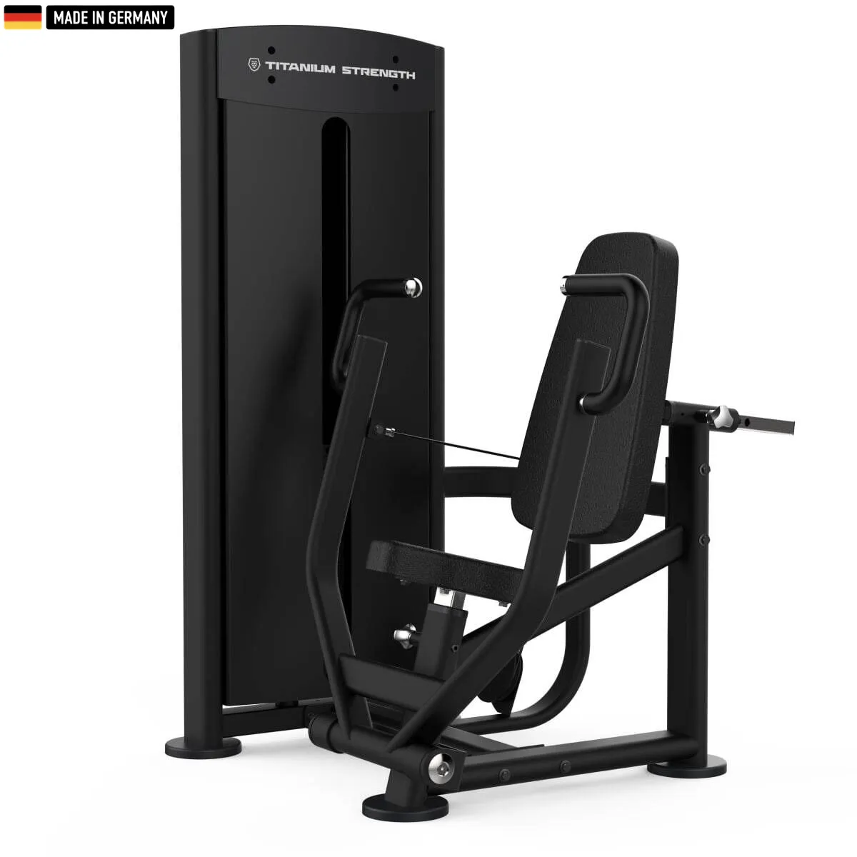 Titanium Strength Black Series Vertical Chest Press Machine with adjustable backrest and dual-position grips