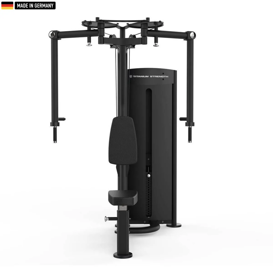 Titanium Strength Black Series Pec Fly and Rear Delt machine in a gym setting, showcasing its professional design and durable build.