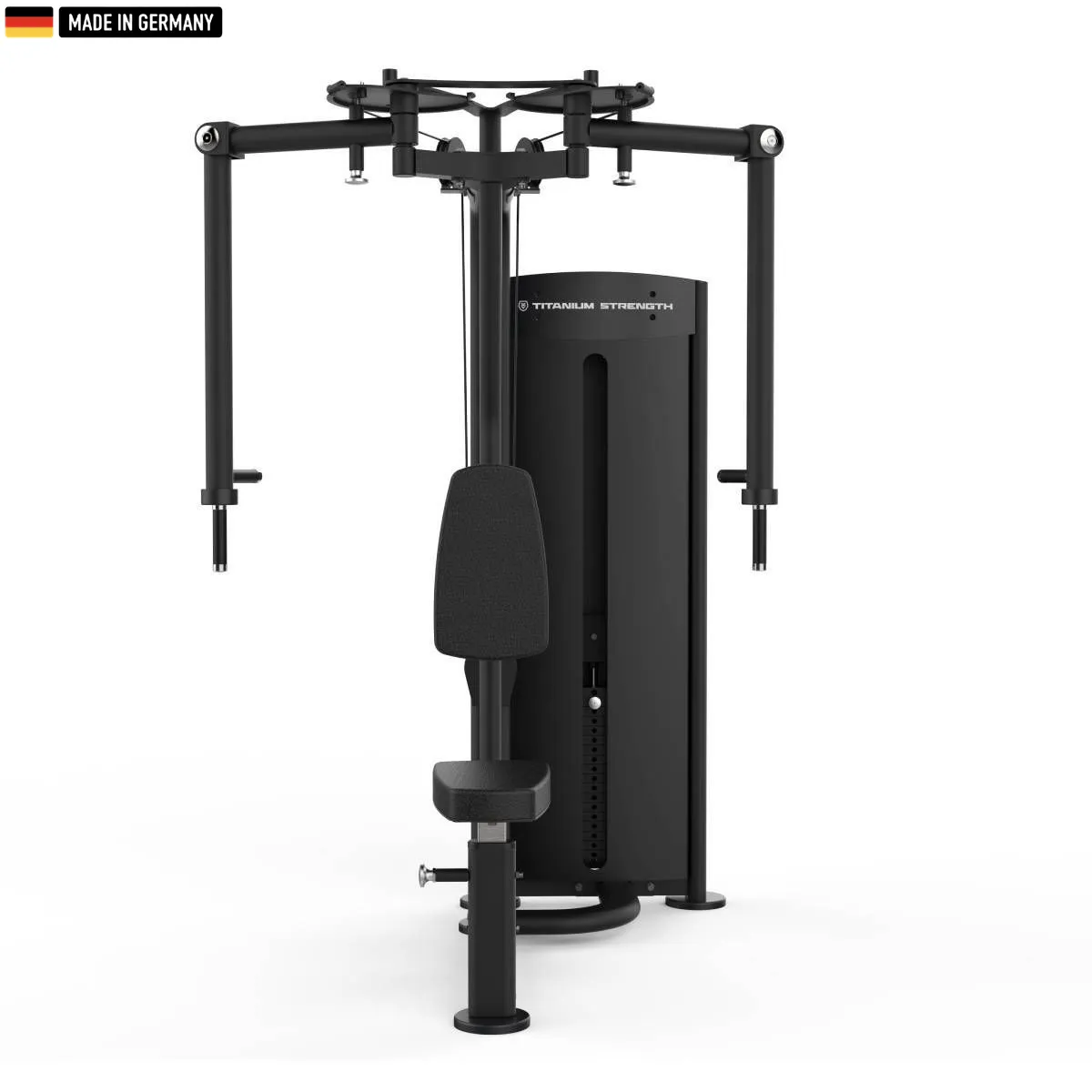 Titanium Strength Black Series Pec Fly and Rear Delt machine in a gym setting, showcasing its professional design and durable build.