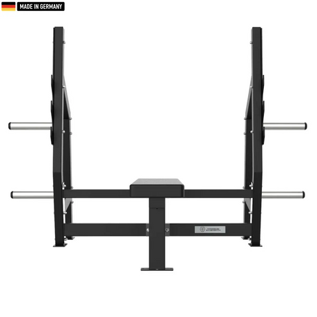 "Heavy-duty Olympic Flat Bench for strength training and weightlifting."

