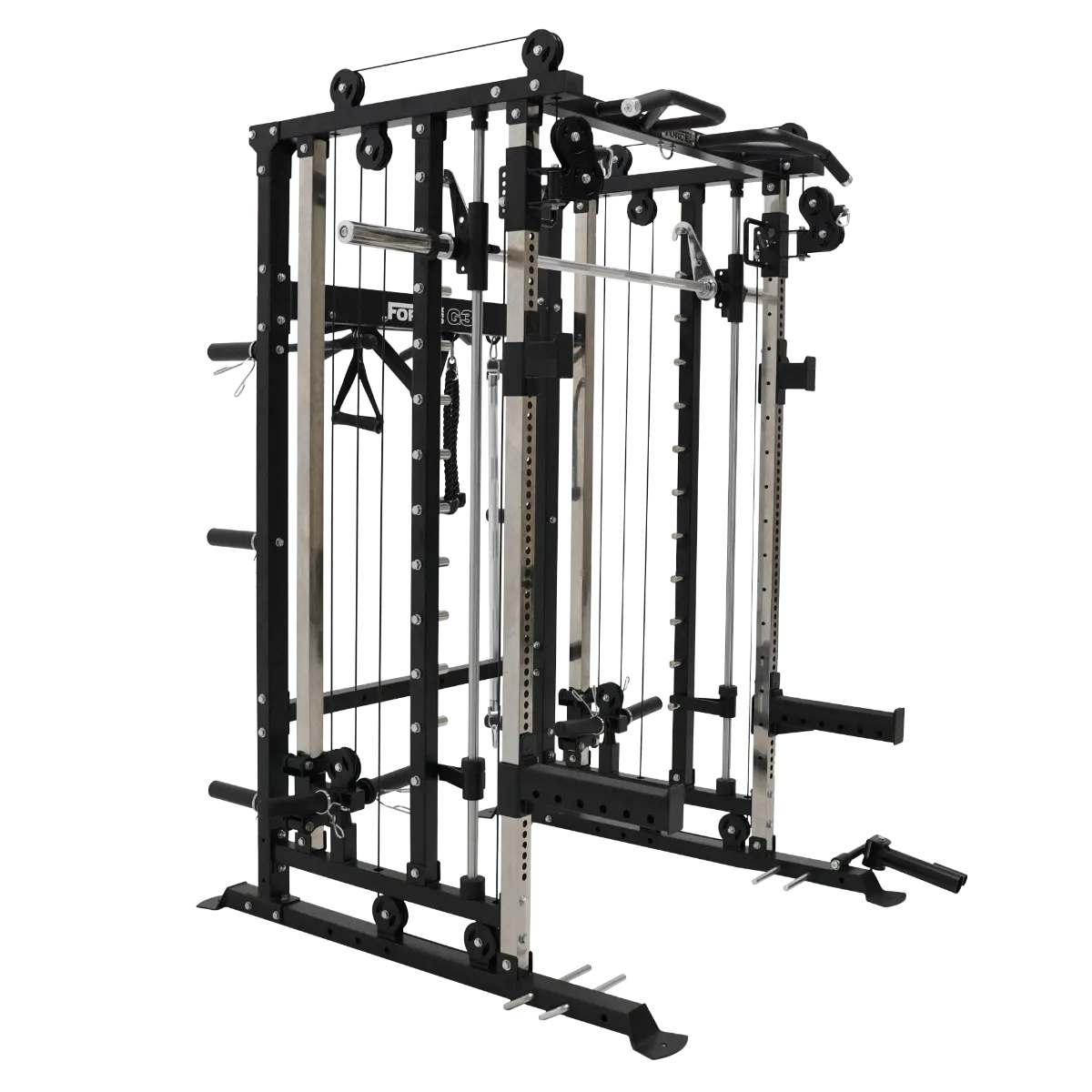 Force USA G3 V2 All-In-One Trainer featuring power rack, Smith machine, and cable system.