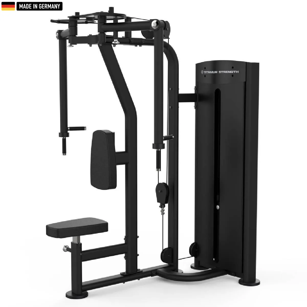 Titanium Strength Black Series Pec Fly and Rear Delt machine in a gym setting, showcasing its professional design and durable build.