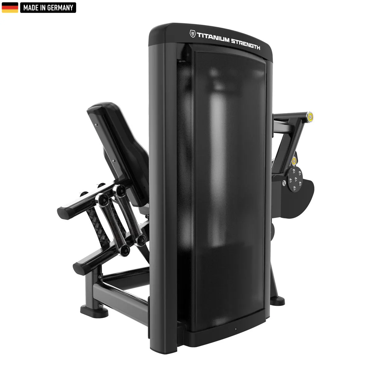 "Titanium Strength Genesis Series Selectorized Seated Leg Curl – premium hamstring training machine."

