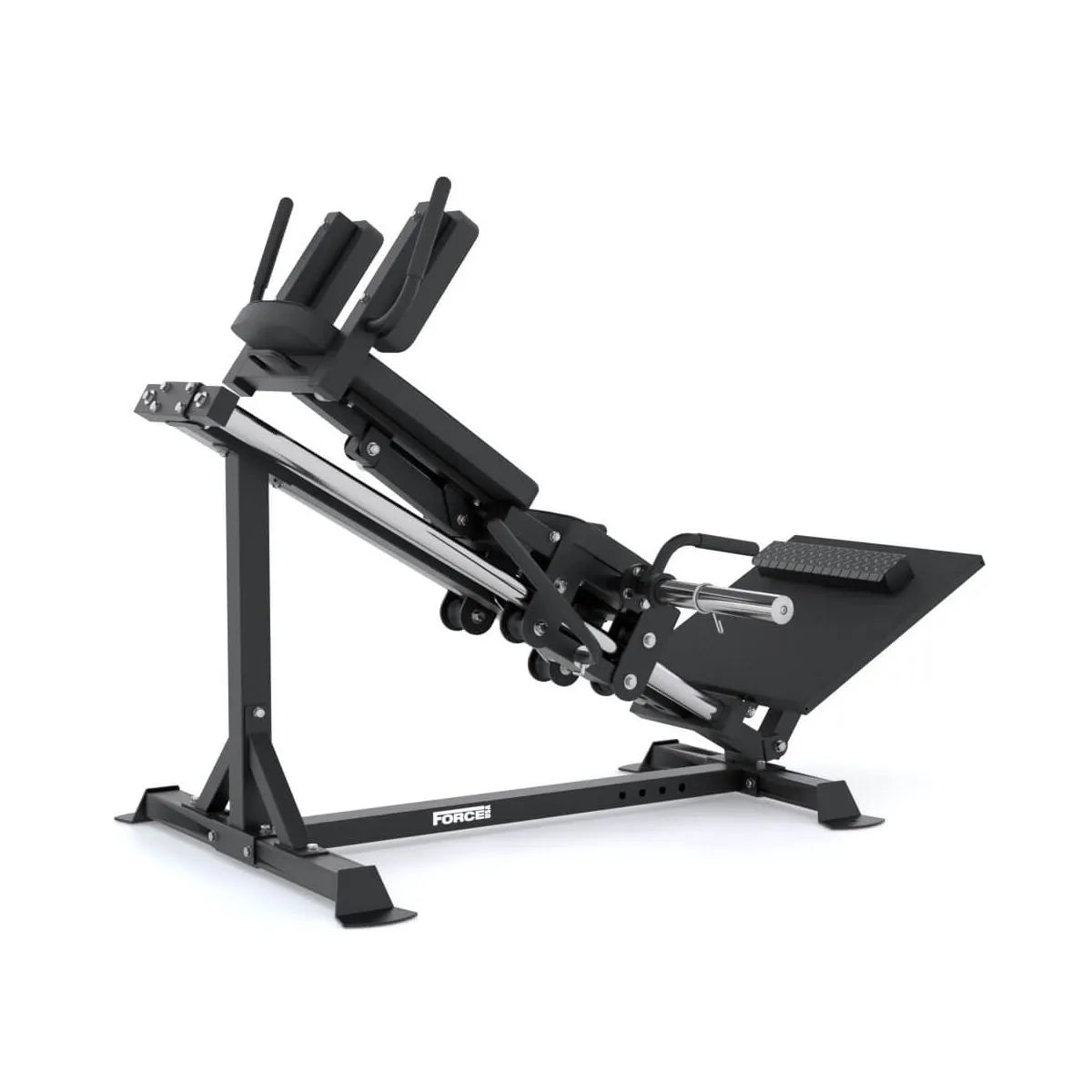 Force USA Compact Leg Press & Hack Squat V3 with adjustable footplate and ergonomic shoulder pads.
