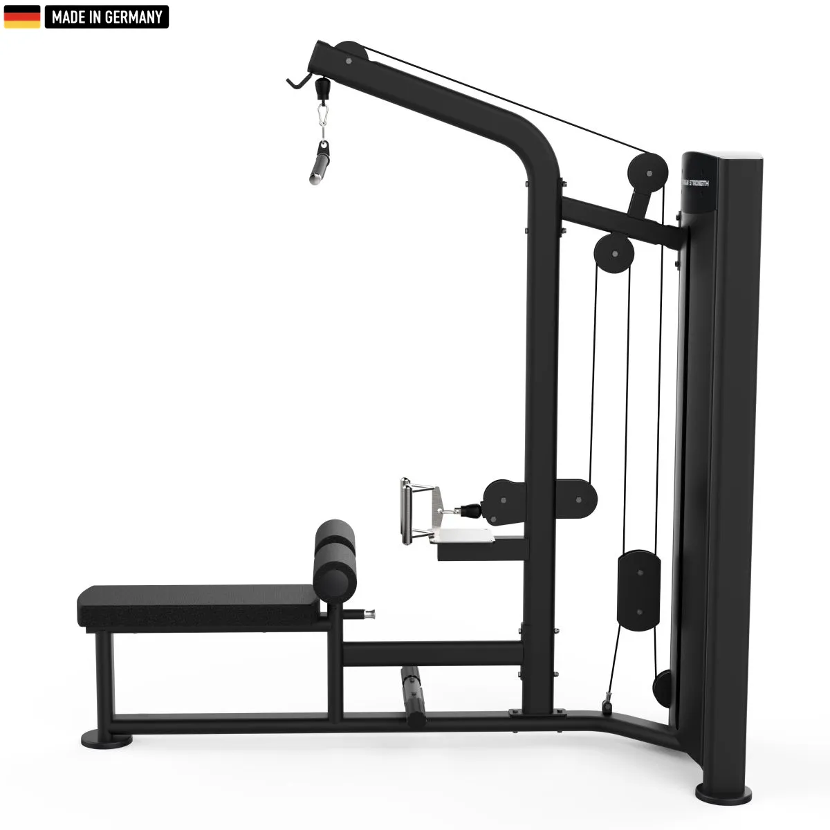 Titanium Strength Black Series Lat Pulldown and Seated Row Machine in a professional gym setting.