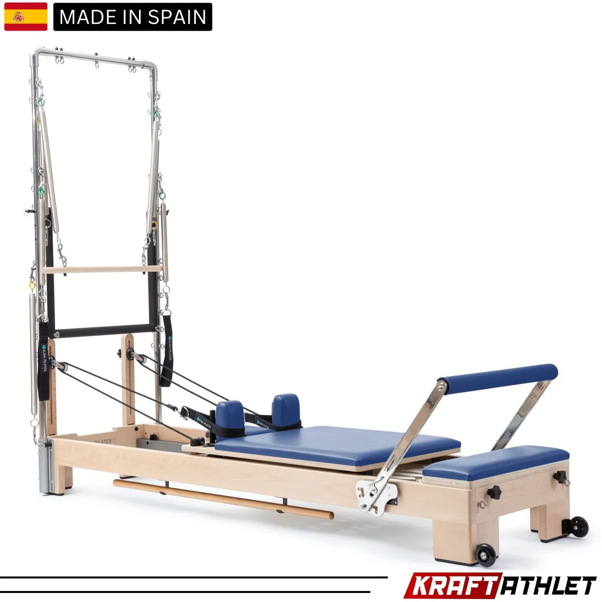 "Elina Pilates Wooden Lignum Reformer with Tower – High-quality Pilates equipment for professional and home use."

