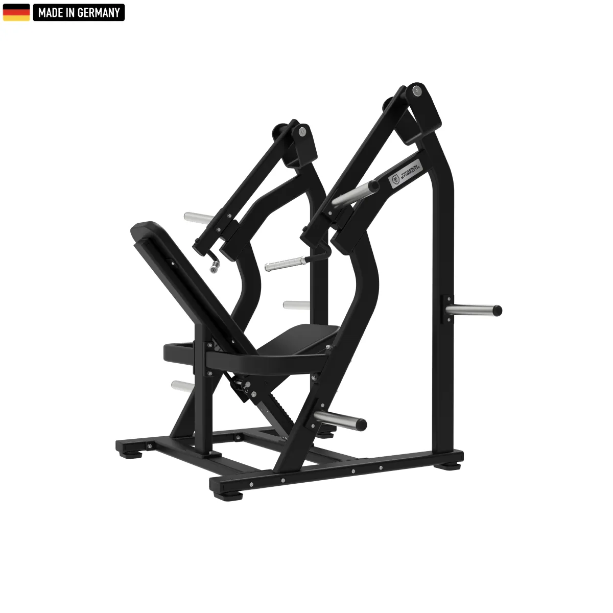 "Titanium Strength Elite Series Iso-Lateral Shoulder Press for upper body strength training."
