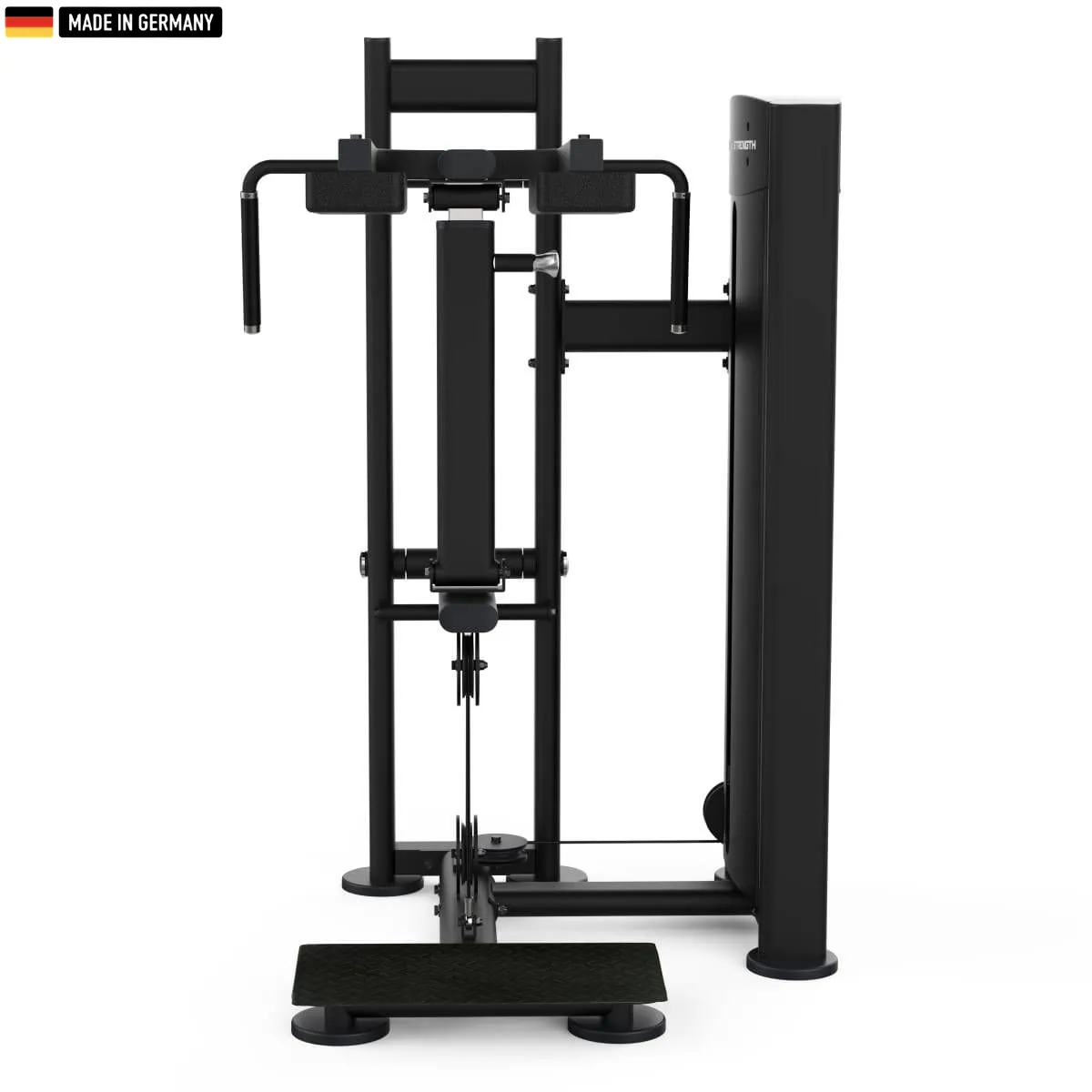 "Titanium Strength Black Series Standing Calf Raise Machine – premium lower body training equipment."

