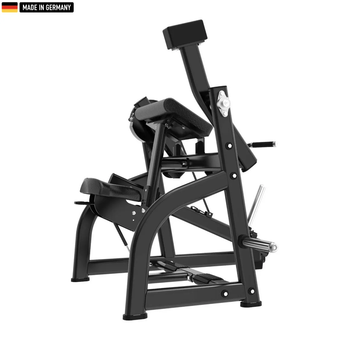 "Titanium Strength Plate-Loaded Bicep Curl Machine for targeted arm training."

