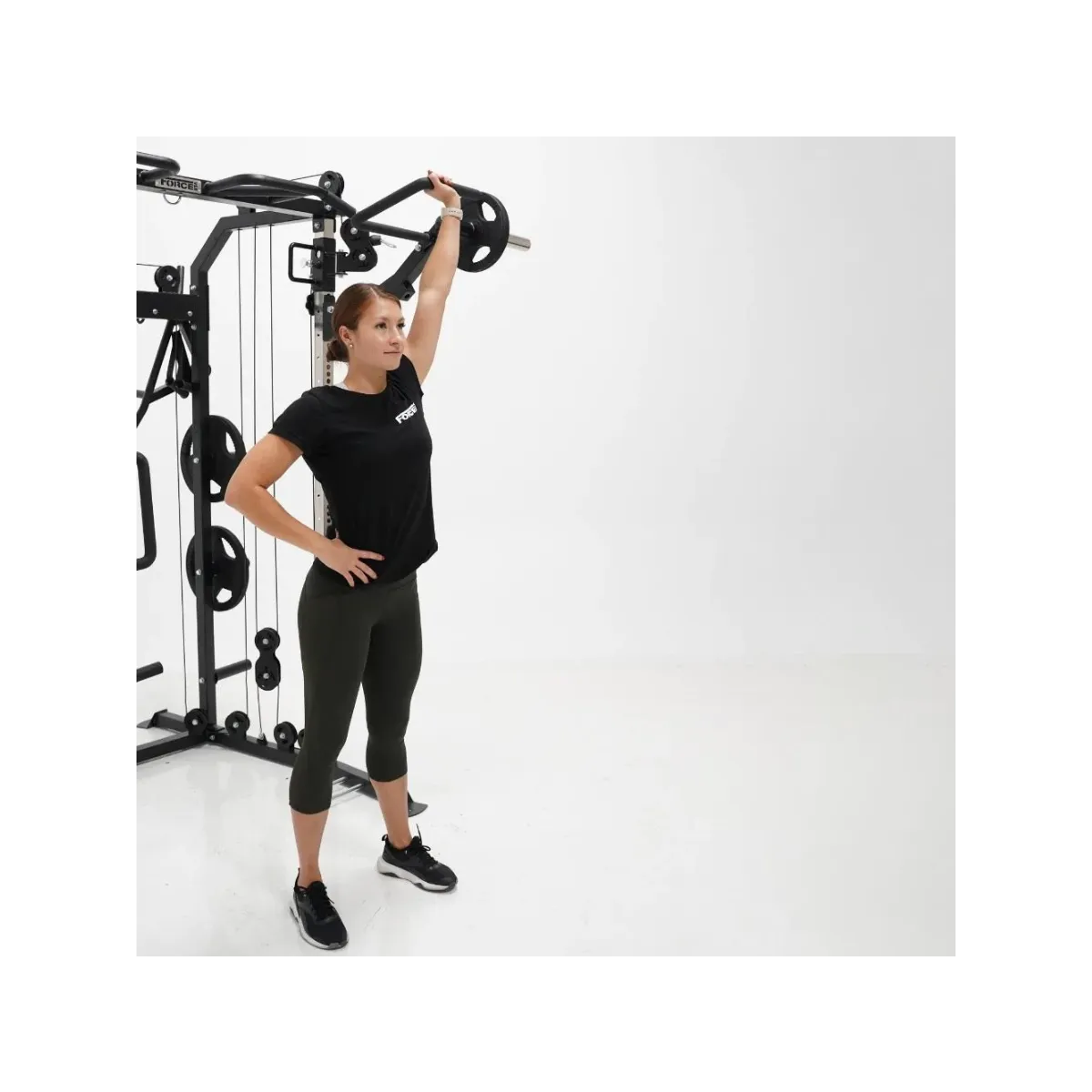 Force USA G6 Jammer Arms attached to the G6 All-In-One Trainer, demonstrating various exercise options.​