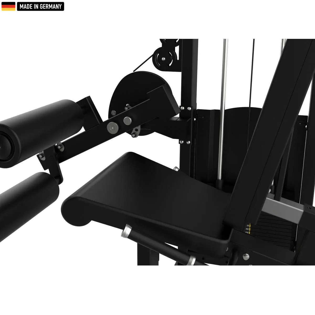 "Titanium Strength Selectorized Seated Leg Curl Machine for hamstring workouts."

