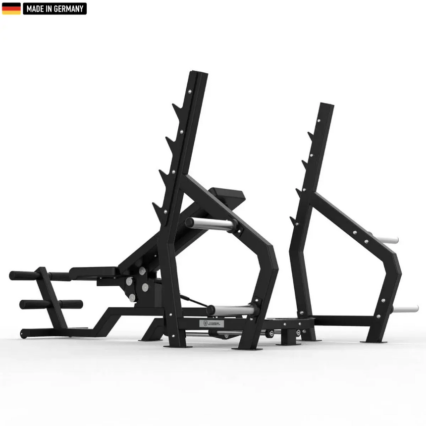 "Adjustable multi-position Olympic weight bench with flat, incline, and decline settings for versatile strength training."

