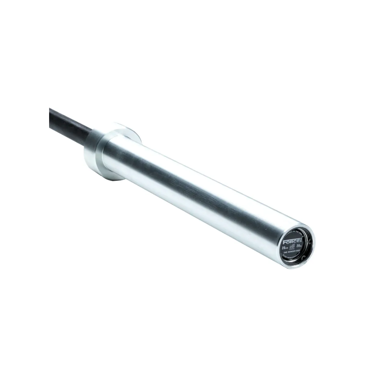 Force USA The Gunner Olympic Bar – 2.20m long, black barbell with silver sleeves and precise knurling.
