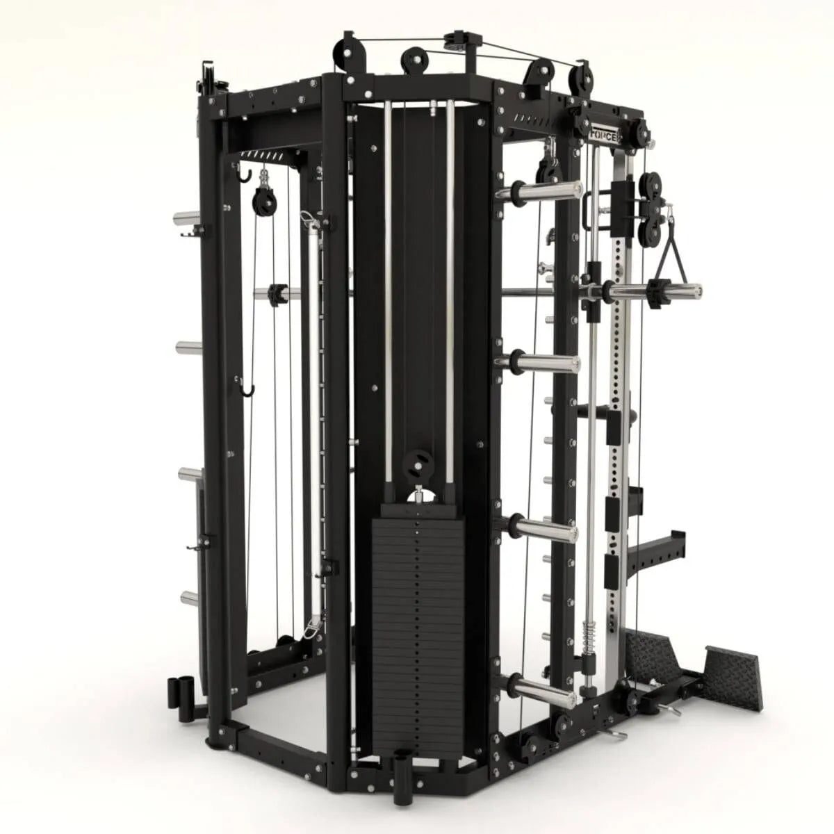 Force USA G15® All-In-One Trainer featuring Smith Machine, power rack, and dual adjustable pulleys.

