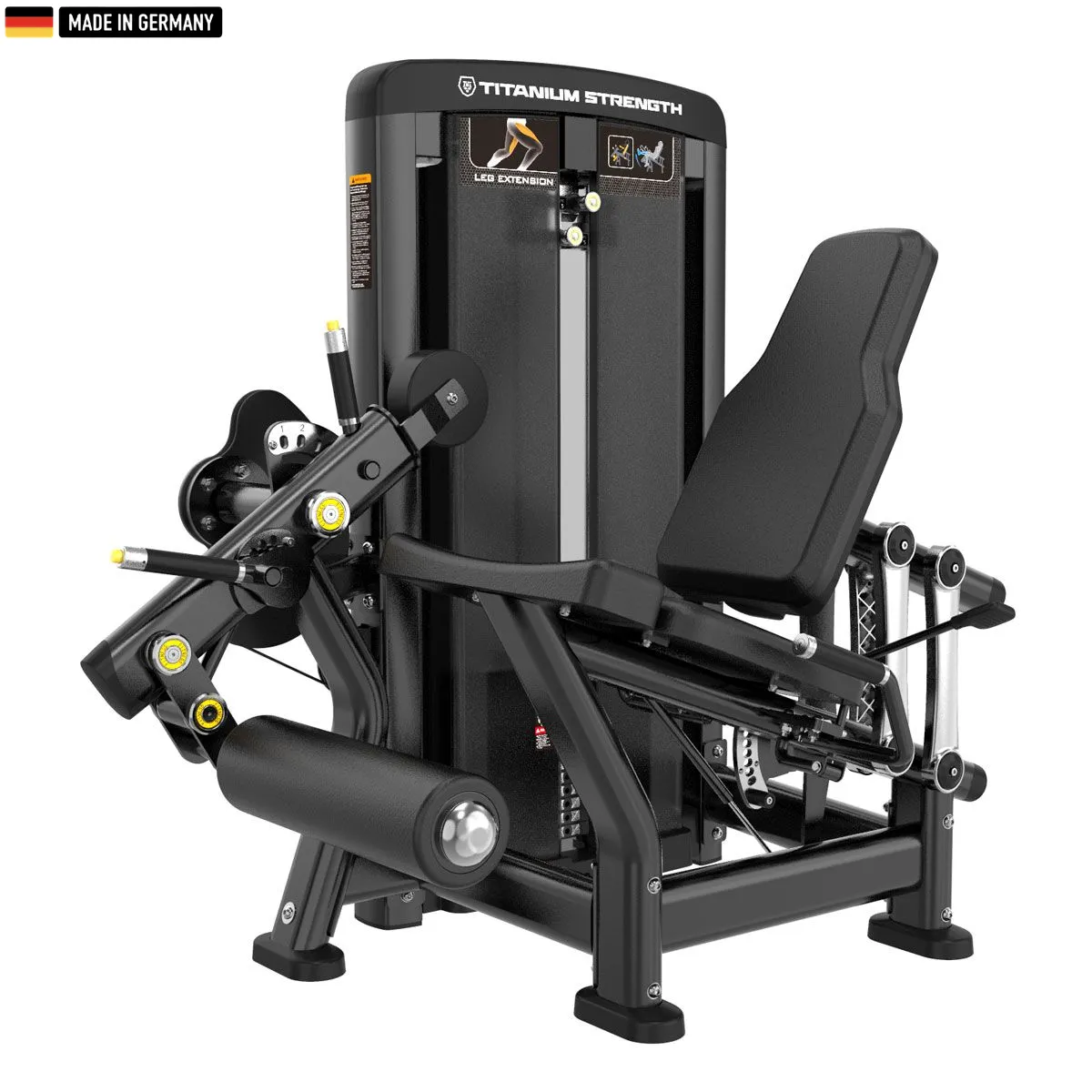 "Titanium Strength Genesis Series Selectorized Seated Leg Curl – premium hamstring training machine."

